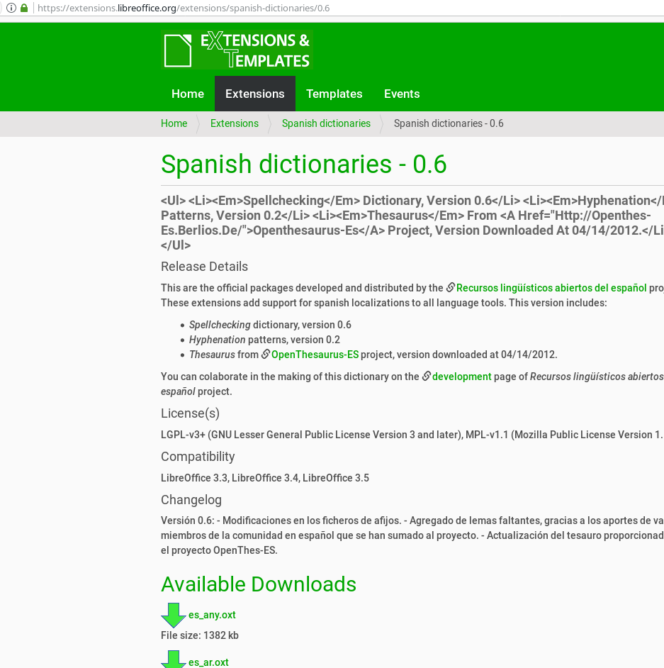 Diccionario en español con separación silábica y corrector ortográfico